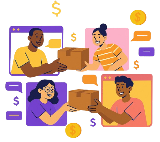 Diverse people in a community marketplace